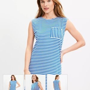 LOFT NWT Striped Pocket Muscle Tee Dress, M